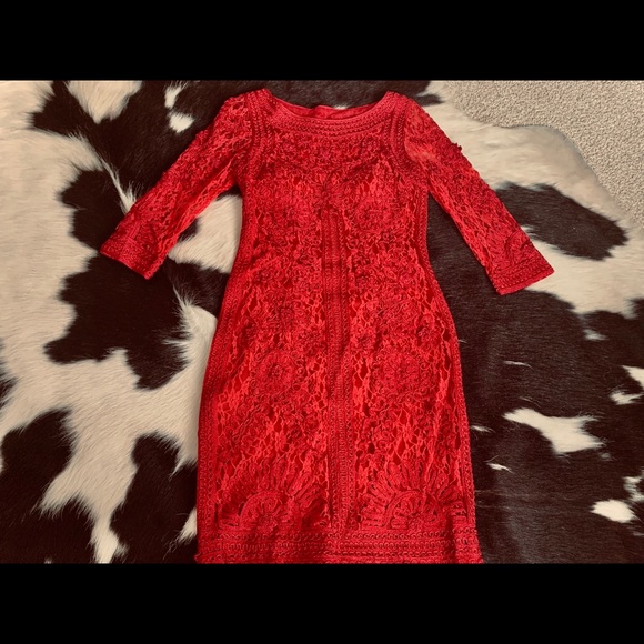 Red Lace Sue Wong Dress - Picture 3 of 6